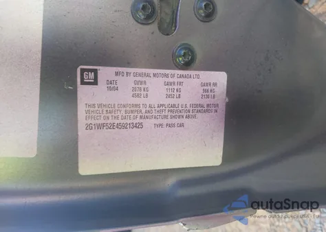 2005 Chevrolet Impala z USA, uszkodzony, nr VIN 2G1WF52E459213425